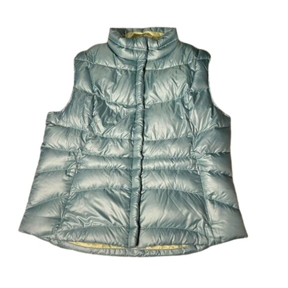Eddie Bauer Premium Goose Down Quilted Puffer Vest Women's L Blue Green Mint - Picture 1 of 10